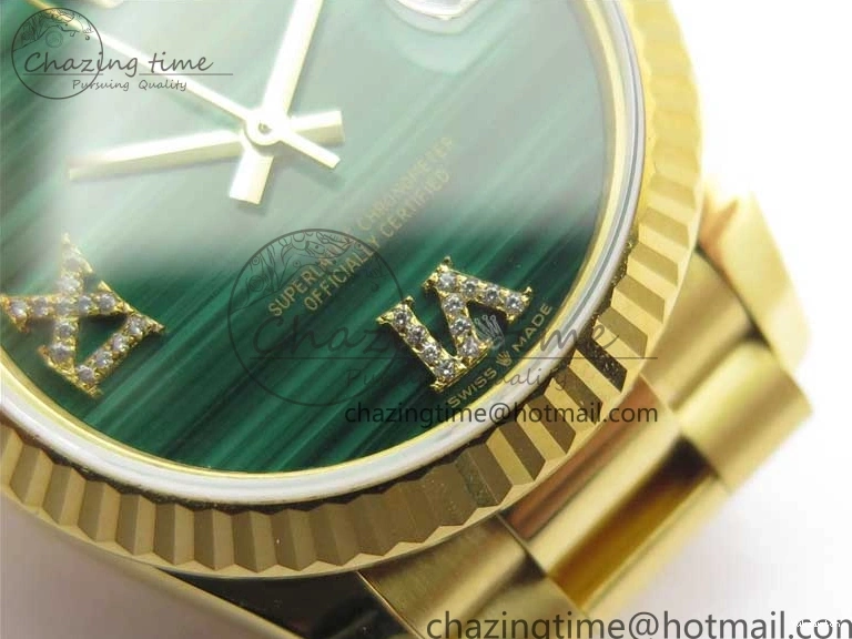 Bracelet Dial EWF 31mm ETA2688 Best Green YG Daydate Edition Malachite YG President on 278288 0430